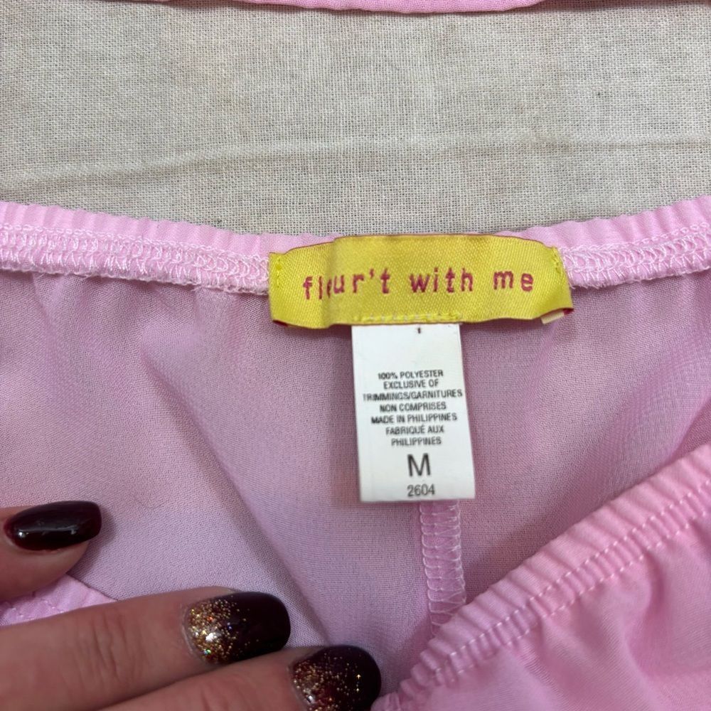Ladies fluer’t with me Brand Pink and Black Tank and Panties Set Size Medium - Picture 6 of 8
